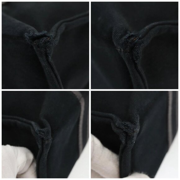 HERMES Fourre Tout PM Hand Bag Canvas Black Silver Auth ti2320 - Picture 14 of 16